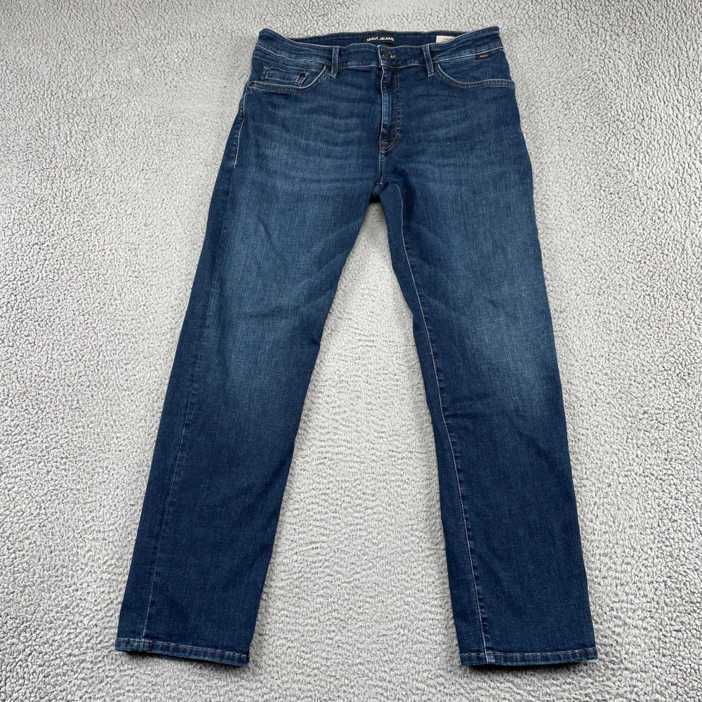 Mavi Jeans Jeans Mens 34 Blue Zach Straight Leg Organic Cotton Stretch Denim